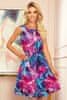 ženske trapezna obleko z rožami Victor modro-roza XXL