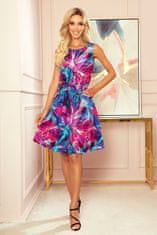 Numoco ženske trapezna obleko z rožami Victor modro-roza XXL