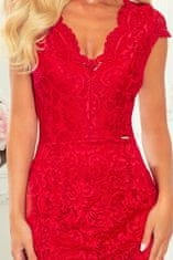 Numoco Ženska čipka obleko z izrezom Veže rdeča XXL