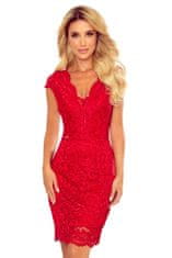 Numoco Ženska čipka obleko z izrezom Veže rdeča XXL