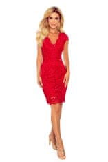Numoco Ženska čipka obleko z izrezom Veže rdeča S