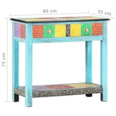 Vidaxl Ročno barvana konzolna mizica 80x35x75 cm trden mangov les