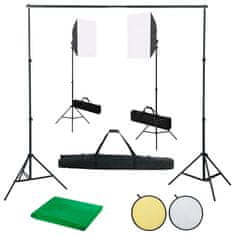 Vidaxl Foto studijski komplet s softboxi, ozadjem in odbojnikom