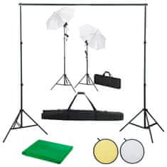Vidaxl Komplet za fotografski studio z ozadji, svetilkami in dežniki