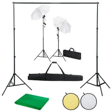 Vidaxl Komplet za fotografski studio z ozadji, svetilkami in dežniki