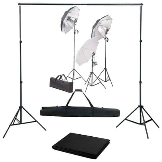 Vidaxl Fotografski studijski komplet s svetilkami in ozadjem