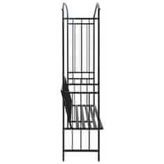 Vidaxl Vrtni obok s klopjo črne barve 128x50x207 cm železo