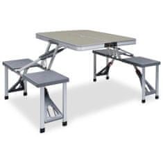 Vidaxl Zložljiva miza za kampiranje s 4 sedeži jeklo aluminij