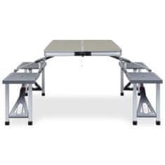shumee Zložljiva miza za kampiranje s 4 sedeži jeklo aluminij