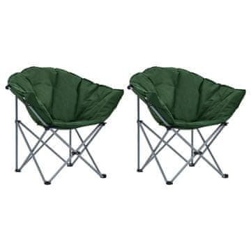 Vidaxl Zložljivi okrogli stoli 2 kosa zeleni