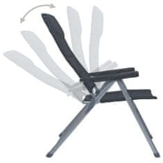 shumee Nastavljivi vrtni stoli 2 kosa aluminij črne barve