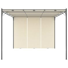 Vidaxl Vrtni paviljon s stransko zaveso 4x3x2,25 m krem