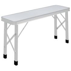 Greatstore Zložljiva kamping miza z 2 klopema aluminij bele barve