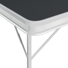 Greatstore Zložljiva kamping miza z 2 klopema aluminij sive barve