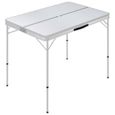 Vidaxl Zložljiva kamping miza z 2 klopema aluminij bele barve