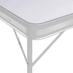 Vidaxl Zložljiva kamping miza z 2 klopema aluminij bele barve