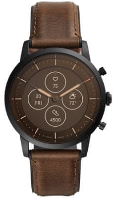 Fossil FTW7008 pametna ročna ura, merjenje srčnega utripa, vodotesna, dolga vzdržljivost baterije, predvajalnik glasbe, obvestila, razkošna, elegantna, moderna, usnjen pašček