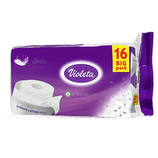 Violeta Premium toaletni papir, bombažni, 3-slojni, 16/1