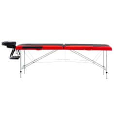 shumee 2-conska zložljiva masažna miza aluminij črne in rdeče barve