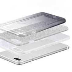 ovitek Bling 2v1 za Huawei P40, silikonski, z bleščicami, srebrno siv