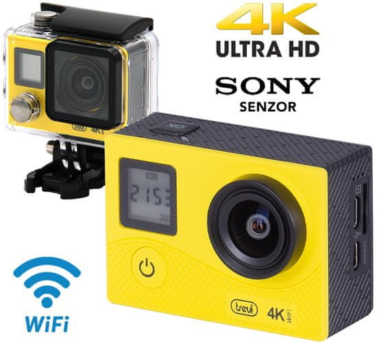 Trevi GO 2500-4K aktivna športna kamera, 4K-UHD,WiFi, Sony senzor, rumena