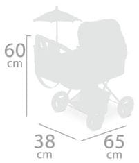 DeCuevas 85032 Zložljivi voziček za lutke s sončnikom in dodatki Classic Gold
