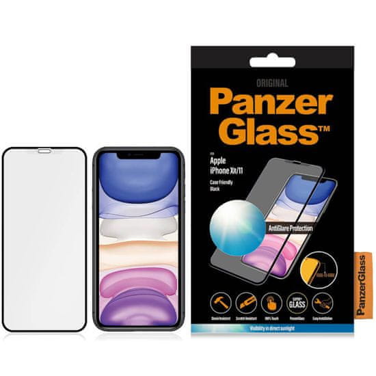 PanzerGlass Anti-Glare steklo za iPhone Xr/11, kaljeno, črno