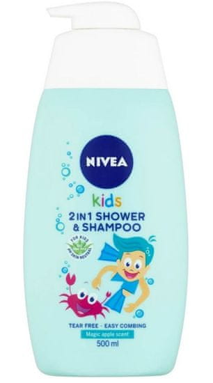 Nivea 2 v 1 Shower & Shampoo otroški gel za tuširanje in šampon, z vonjem jabolka, 500 ml