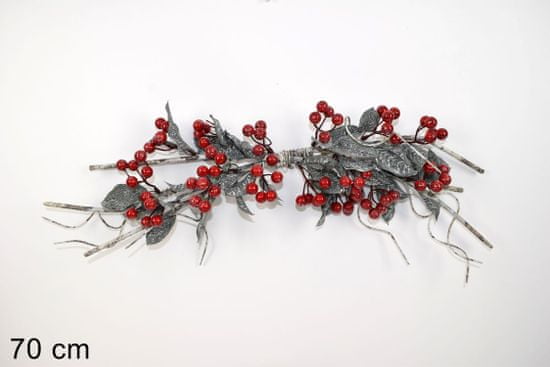 DUE ESSE božična vejica s cvetnimi listi in jagodami, 70 cm