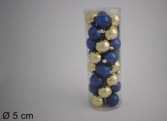 DUE ESSE komplet 32 ​​božičnih kroglic Ø 5 cm, modra / zlata