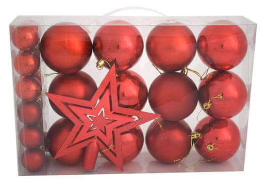 DUE ESSE komplet božičnih bunkic s konico, rdeče, 25 kosov