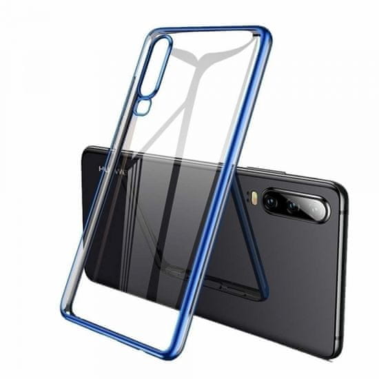 Elegance ovitek za Samsung Galaxy A41 a415, silikonski, tanek, prozoren, z modrim robom