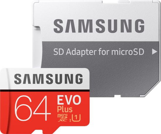 Samsung Evo Plus MicroSDXC spominska kartica, 64 GB, UHS-I, SD adapter (MB-MC64HA/EU)