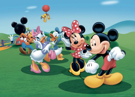 AG Design fototapeta Mickey Mouse pleše s prijatelji, 156 x 112 cm, 4 kosi