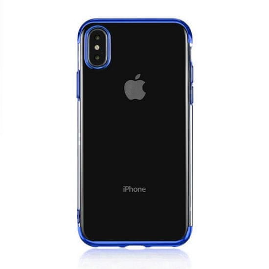 Elegance ovitek za Apple iPhone SE 2020/8/7, silikonski, tanek, prozoren z modrim robom