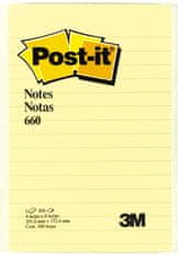 3M Post-it samolepilni lističi, 102x152 mm, s črtami, rumeni (660)