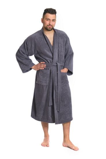 Interkontakt Moški kopalni plašč model KIMONO 02 Temno siv