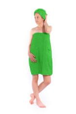Interkontakt Ženska savna kilt s turbanom SAUNA logotip, zelena