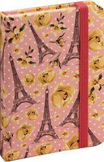 nb grafo Notes A6 črte trde platnice, 96 listov, z elastiko, 0482.12, Vintage Paris roza