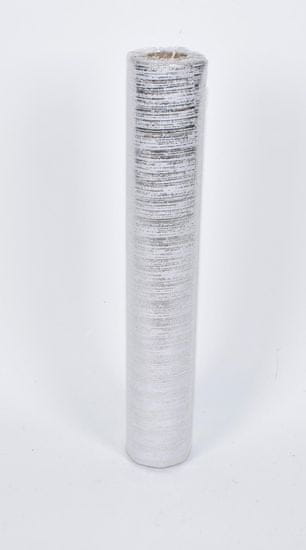 DUE ESSE okrasna tkanina za aranžmaje, belo-srebrna, 29 x 270 cm