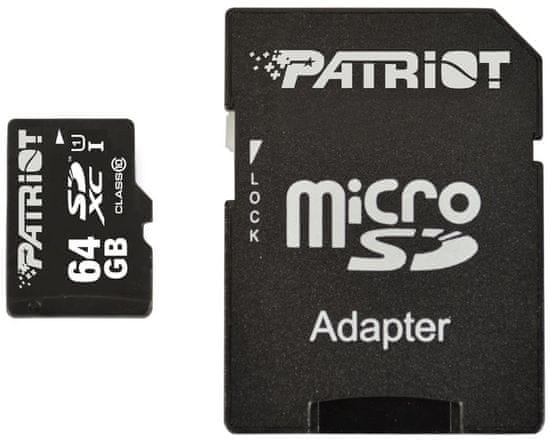 Patriot spominska kartica Micro SDXC 64 GB + adapter