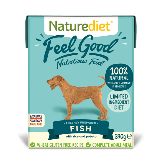 Naturediet Feel Good Fisch pasja hrana, riba z zelenjavo in rižem, 390g