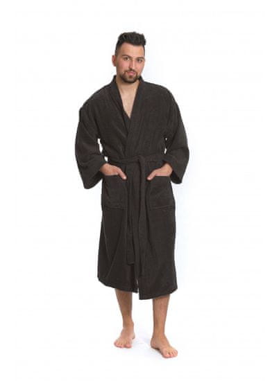 Interkontakt Moški kopalni plašč model KIMONO 05 Black Chocolate