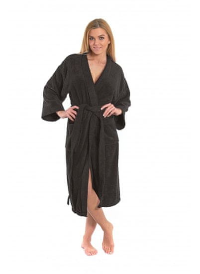 Interkontakt Ženski kopalni plašč model KIMONO 05 Black Chocolate