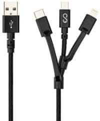 EPICO kabel s priključki 3v1 Braided Cable, 9915111300013, 1,2 m, črni
