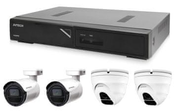 Avtech Komplet kamer 1x NVR AVH1104, 2x 2MPX IP Bullet kamera DGM2103SV in 2x 2MPX IP Dome kamera DGM2203SVSE + 4x UTP kabel 1x RJ45 - 1x RJ45 Cat5e 15m!