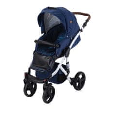 Lorelli Otroški voziček RIMINI (2v1) + Zaščita za noge + Torba za voziček DARK BLUE FLOWERS