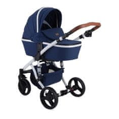 Lorelli Otroški voziček RIMINI (2v1) + Zaščita za noge + Torba za voziček DARK BLUE FLOWERS