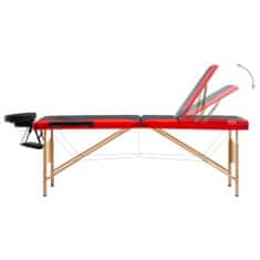 shumee Zložljiva masažna miza 3-conska les črna in rdeča