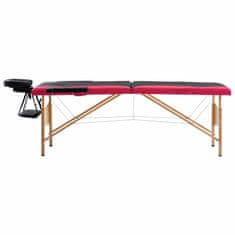 Vidaxl Zložljiva masažna miza 2-conska les črna in roza